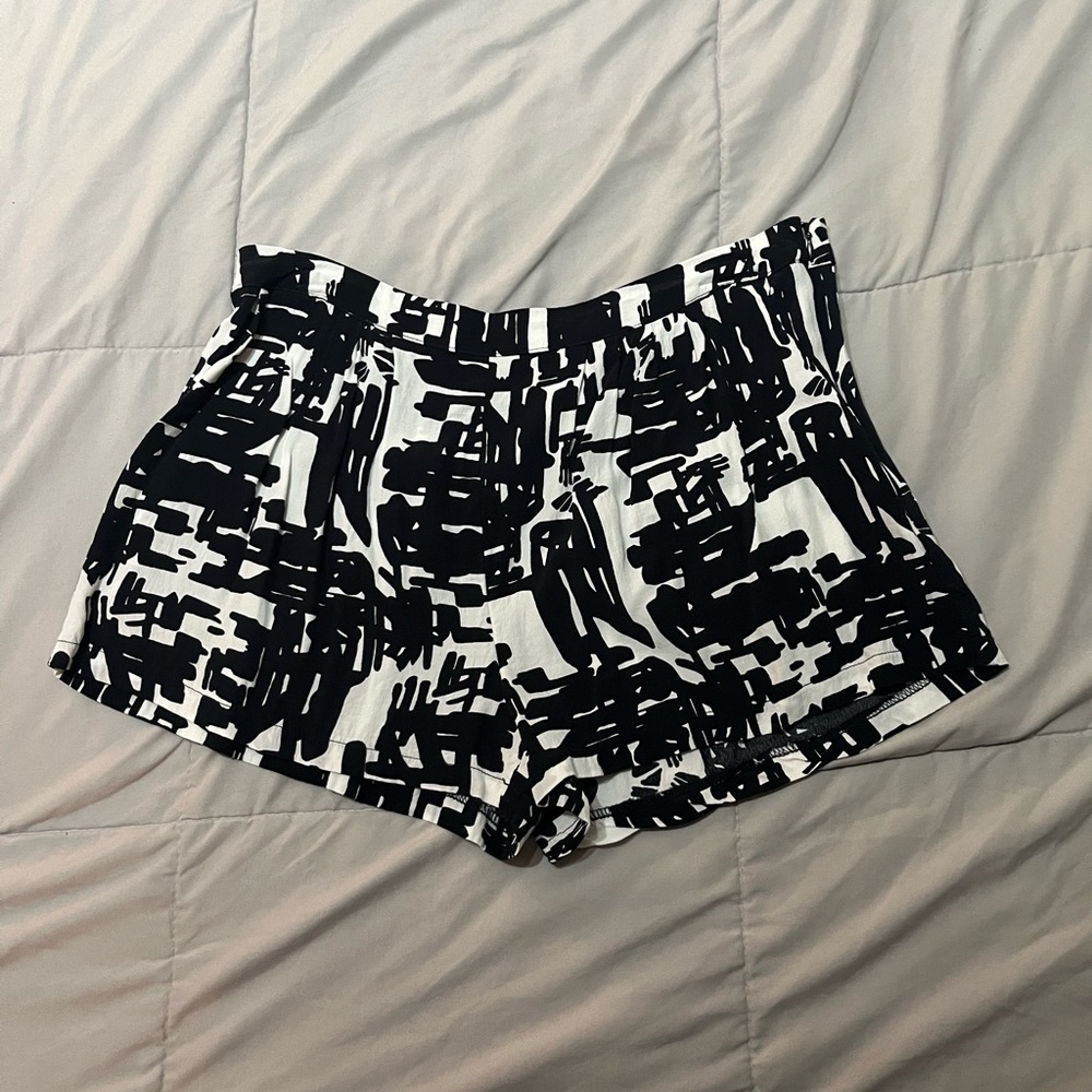 Black and white shorts.